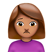 🙍🏽‍♀️ Emoji Mulher Franzindo A Sobrancelha: Pele Morena na Apple iOS 16.4.