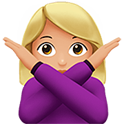 🙅🏼‍♀️ Emoji Mujer Haciendo El Gesto De «no»: Tono De Piel Claro Medio en Apple iOS 16.4.