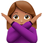 🙅🏽‍♀️ Emoji Mujer Haciendo El Gesto De «no»: Tono De Piel Medio en Apple iOS 16.4.