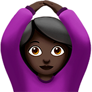 🙆🏿‍♀️ Emoji Frau mit Händen auf dem Kopf: dunkle Hautfarbe Apple iOS 16.4.