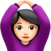 🙆🏻‍♀️ Emoji Frau mit Händen auf dem Kopf: helle Hautfarbe Apple iOS 16.4.
