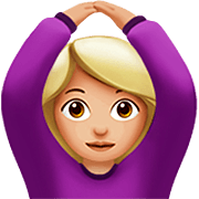 🙆🏼‍♀️ Emoji Frau mit Händen auf dem Kopf: mittelhelle Hautfarbe Apple iOS 16.4.