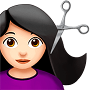 Émoji 💇🏻‍♀️ Femme Qui Se Fait Couper Les Cheveux : Peau Claire sur Apple iOS 16.4.