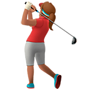 Emoji 🏌🏽‍♀️ Golfista Donna: Carnagione Olivastra su Apple iOS 16.4.