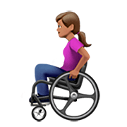👩🏽‍🦽 Emoji Mulher Em Cadeira De Rodas Manual: Pele Morena na Apple iOS 16.4.