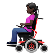 👩🏿‍🦼 Emoji Frau in elektrischem Rollstuhl: dunkle Hautfarbe Apple iOS 16.4.