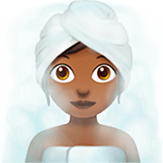 🧖🏾‍♀️ Emoji Mulher Na Sauna: Pele Morena Escura na Apple iOS 16.4.