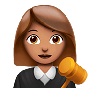 Émoji 👩🏽‍⚖️ Juge Femme : Peau Légèrement Mate sur Apple iOS 16.4.