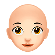 👩🏻‍🦲 Emoji Frau: helle Hautfarbe, Glatze Apple iOS 16.4.
