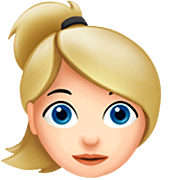 👱🏻‍♀️ Emoji Frau: helle Hautfarbe, blond Apple iOS 16.4.