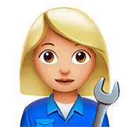 Emoji 👩🏼‍🔧 Meccanico Donna: Carnagione Abbastanza Chiara su Apple iOS 16.4.
