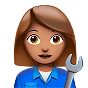 Emoji 👩🏽‍🔧 Meccanico Donna: Carnagione Olivastra su Apple iOS 16.4.