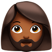 🧔🏾‍♀️ Emoji Frau: Bart mitteldunkle Hautfarbe Apple iOS 16.4.