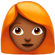 👩🏾‍🦰 Emoji Mujer: Tono De Piel Oscuro Medio Y Pelo Pelirrojo en Apple iOS 16.4.