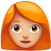 👩🏼‍🦰 Emoji Frau: mittelhelle Hautfarbe, rotes Haar Apple iOS 16.4.