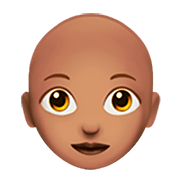 👩🏽‍🦲 Emoji Frau: mittlere Hautfarbe, Glatze Apple iOS 16.4.