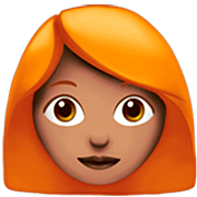 Émoji 👩🏽‍🦰 Femme : Peau Légèrement Mate Et Cheveux Roux sur Apple iOS 16.4.