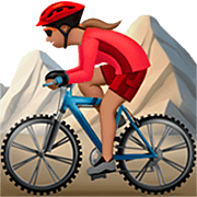 Emoji 🚵🏽‍♀️ Ciclista Donna Di Mountain Bike: Carnagione Olivastra su Apple iOS 16.4.