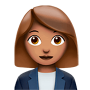 👩🏽‍💼 Emoji Büroangestellte: mittlere Hautfarbe Apple iOS 16.4.