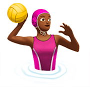 🤽🏾‍♀️ Emoji Wasserballspielerin: mitteldunkle Hautfarbe Apple iOS 16.4.