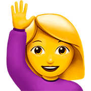 🙋‍♀️ Emoji Frau mit erhobenem Arm Apple iOS 16.4.