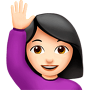 🙋🏻‍♀️ Emoji Frau mit erhobenem Arm: helle Hautfarbe Apple iOS 16.4.