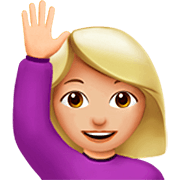 🙋🏼‍♀️ Emoji Mulher Levantando A Mão: Pele Morena Clara na Apple iOS 16.4.