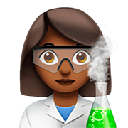 👩🏾‍🔬 Emoji Cientista Mulher: Pele Morena Escura na Apple iOS 16.4.