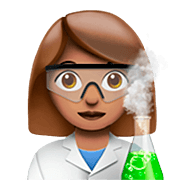 Émoji 👩🏽‍🔬 Scientifique Femme : Peau Légèrement Mate sur Apple iOS 16.4.
