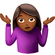 Emoji 🤷🏾‍♀️ Donna Che Scrolla Le Spalle: Carnagione Abbastanza Scura su Apple iOS 16.4.