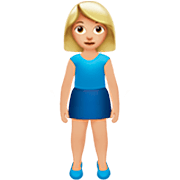 🧍🏼‍♀️ Emoji Mujer De Pie: Tono De Piel Claro Medio en Apple iOS 16.4.