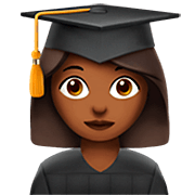 👩🏾‍🎓 Emoji Estudiante Mujer: Tono De Piel Oscuro Medio en Apple iOS 16.4.