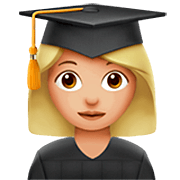 👩🏼‍🎓 Emoji Estudiante Mujer: Tono De Piel Claro Medio en Apple iOS 16.4.