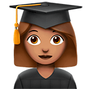 Emoji 👩🏽‍🎓 Studentessa: Carnagione Olivastra su Apple iOS 16.4.