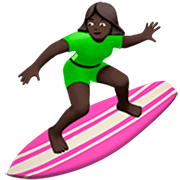 🏄🏿‍♀️ Emoji Mulher Surfista: Pele Escura na Apple iOS 16.4.