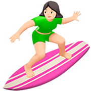 🏄🏻‍♀️ Emoji Mulher Surfista: Pele Clara na Apple iOS 16.4.