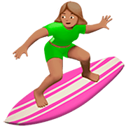 Emoji 🏄🏽‍♀️ Surfista Donna: Carnagione Olivastra su Apple iOS 16.4.