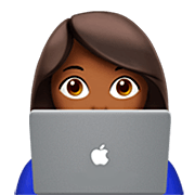 👩🏾‍💻 Emoji Tecnóloga: Tono De Piel Oscuro Medio en Apple iOS 16.4.