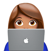 👩🏽‍💻 Emoji Tecnóloga: Tono De Piel Medio en Apple iOS 16.4.