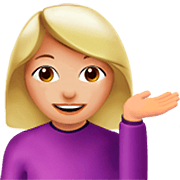 💁🏼‍♀️ Emoji Infoschalter-Mitarbeiterin: mittelhelle Hautfarbe Apple iOS 16.4.