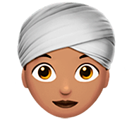 Emoji 👳🏽‍♀️ Donna Con Turbante: Carnagione Olivastra su Apple iOS 16.4.