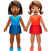 Emoji 👩🏾‍🤝‍👩🏽 Due Donne Che Si Tengono Per Mano: Carnagione Abbastanza Scura E Carnagione Olivastra su Apple iOS 16.4.