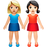 Emoji 👩🏼‍🤝‍👩🏻 Due Donne Che Si Tengono Per Mano: Carnagione Abbastanza Chiara E Carnagione Chiara su Apple iOS 16.4.