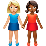 👩🏼‍🤝‍👩🏾 Emoji Duas Mulheres De Mãos Dadas: Pele Morena Clara E Pele Morena Escura na Apple iOS 16.4.