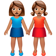 👭🏽 Emoji händchenhaltende Frauen: mittlere Hautfarbe Apple iOS 16.4.