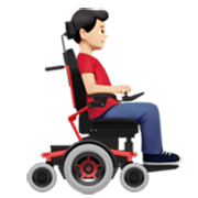 Homem em cadeira de rodas motorizada virado para a direita: tom de pele claro Apple iOS 17.4.