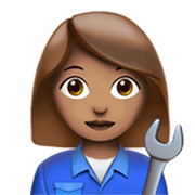 Emoji 👩🏽‍🔧 Meccanico Donna: Carnagione Olivastra su Apple iOS 17.4.