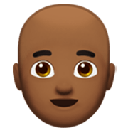 👨🏾‍🦲 Emoji Hombre: Tono De Piel Oscuro Medio Y Sin Pelo en Apple iOS 17.4.