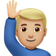 🙋🏼‍♂️ Emoji Homem Levantando A Mão: Pele Morena Clara na Apple iOS 17.4.