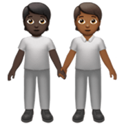 🧑🏿‍🤝‍🧑🏾 Emoji Dos Personas Dándose La Mano: Tono De Piel Oscuro Y Tono De Piel Oscuro Medio en Apple iOS 17.4.